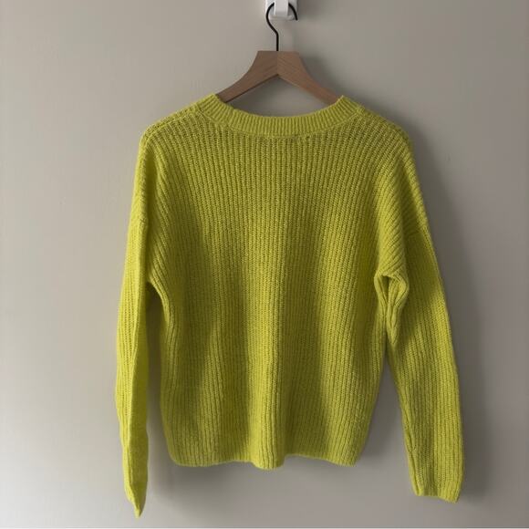 Madewell Alpaca Blend Neon Green Yellow Women's Sweater crew neck long sleeve S - Picture 2 of 9